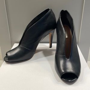 Halogen bootie; size 9; black leather; gold decorative studs-back seam; 4” heel